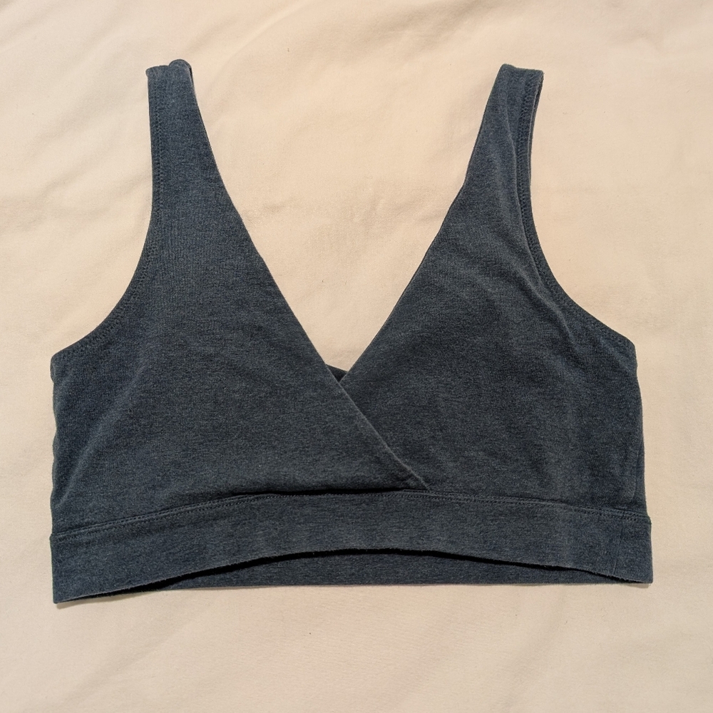 Women's Blue Pact Organic Cotton Wrap Bralette Sports Sleep Maternity Bra Medium